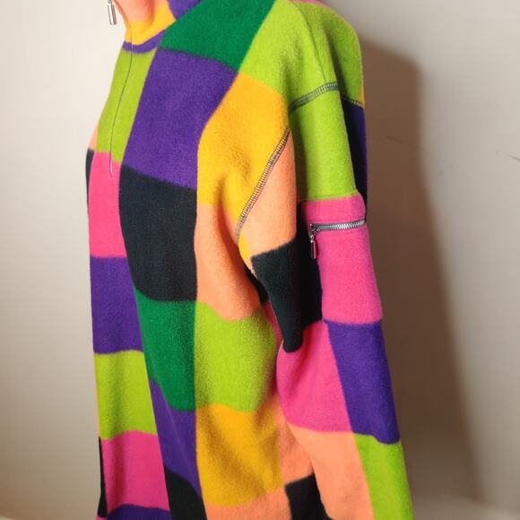 Chaus Sport Fleece Tunic Sweater Jacket Colorblock Colorful - Picture 8 of 10